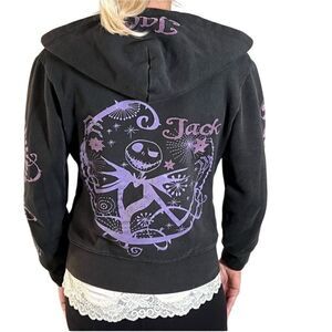 Y2K Disney Jack Night Before Christmas Fitted Full Zip Jacket hoodie Halloween S